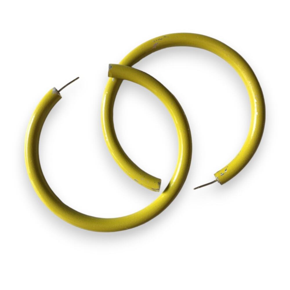 Large metal semi-hoop post earrings, yellowish